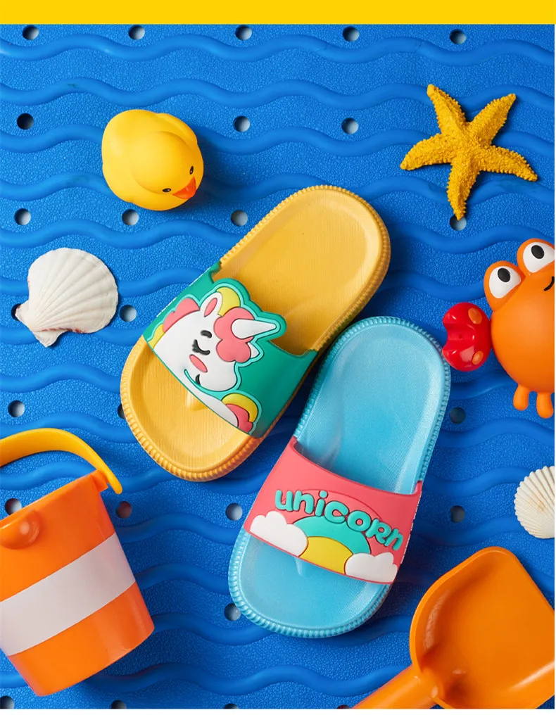 Unicorn Cartoon Colorful Flip-Flops