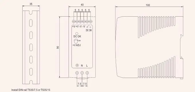 MDR-60 60W бренд MEAN WELL представляет один Выход 5V 12V 15V 24V 36V 48V промышленные din-рейку импульсный Питание AC/DC MDR-60-5/12/24/48