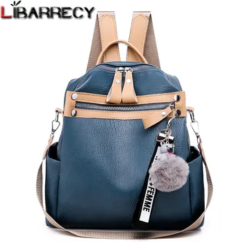 

2020 Women Contrast Color Letter Cute Tassel Backpacks Casual Pu Leather Shoulder Bag for Teenager Girls Large Capacity Backbags