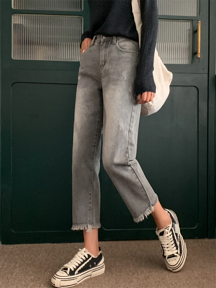 

GUUZYUVIZ Casual Jeans Woman Plus Size Denim Pants Mujer Vintgae Autumn Winter Boyfriend Jeans For Women High Waist