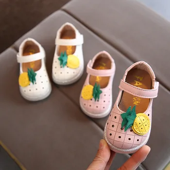 

Baby Girls Shoes Party Wedding Single Princess Pineapple Print PU Hook Loop Baby Girls Shoes For Birthday Party