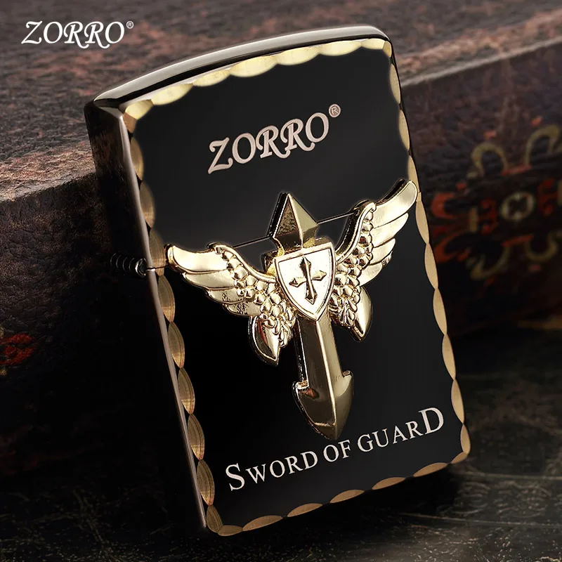 Zorro Kerosene Lighter Paladin Cross Seal Cutting Edge Personality Creative Old-fashioned Grinding