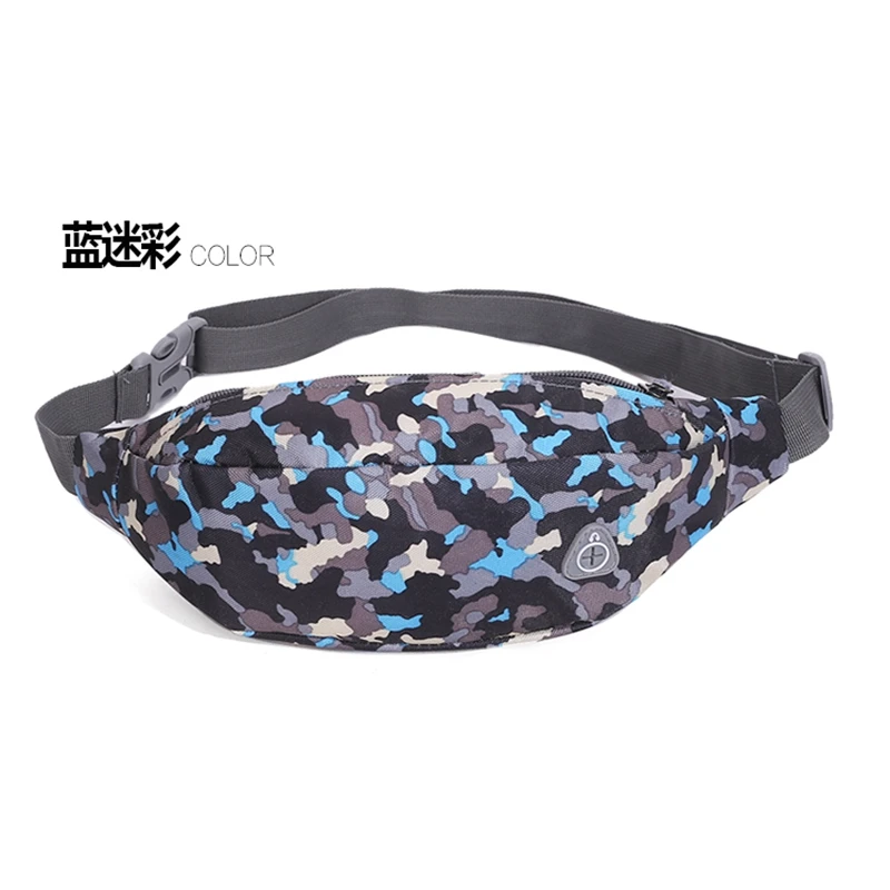 blue camouflage Новые водонепроницаемые Поясные Сумки на пояс, поясные сумки для мужчин и женщин, сумка на плечо, держатель для телефона с регулируемым ремешком, камуфляжные поясные сумки - Цвет: blue camouflage