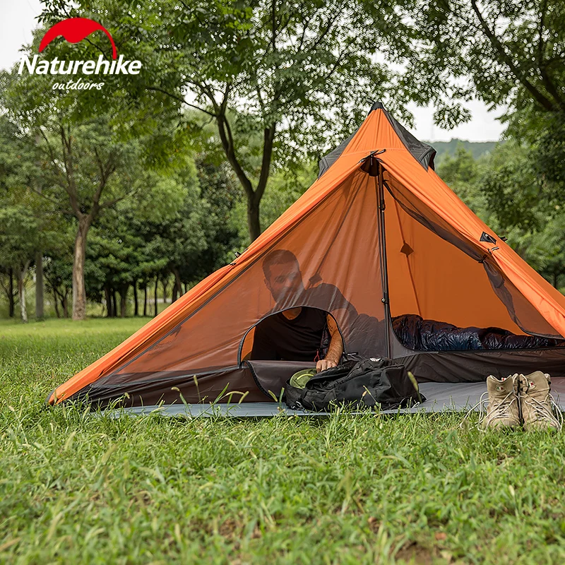 Naturehike 1 человек брезент палатка одного человека Сверхлегкий Пирамида Открытый Туризм Кемпинг палатки вигвам Lanshan 2 белый