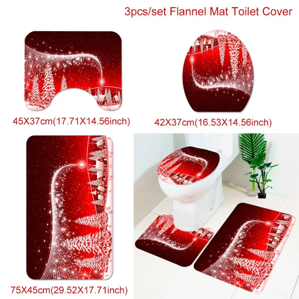 Carpet set 2 Рождественские шторки коврик для ванной комнаты украшения для салона автомобиля веселые рождественские украшения для дома рождественские подарки год - Цвет: Carpet set 2