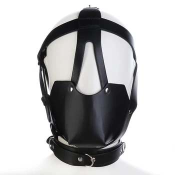 Prisoner Mask With Mouth Ball PU Leather Harness Collar BDSM Bondage Gag Fetish Restraint Sex Toys for Couples Flirting Tools 4