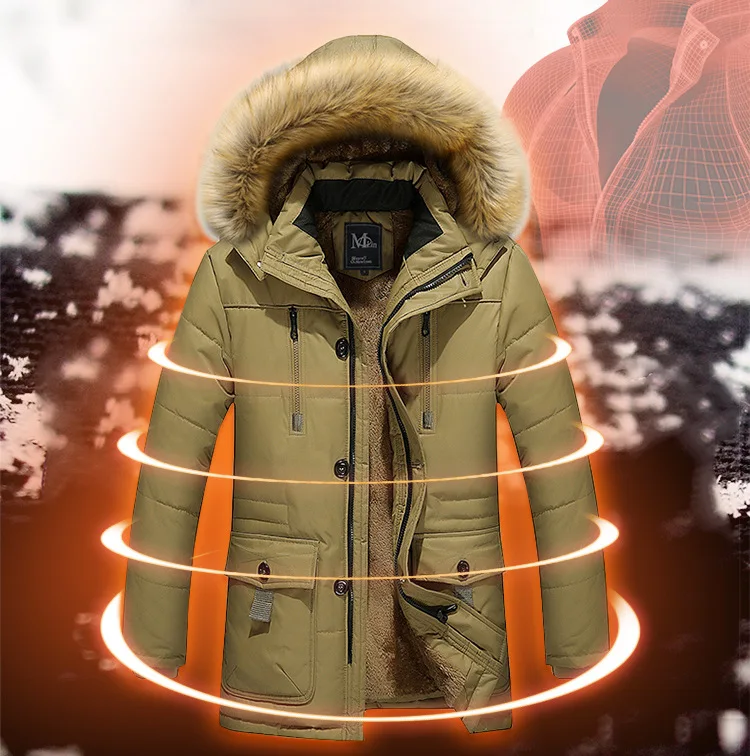 Мужские парки Повседневная плотная верхняя одежда с капюшоном флисовые куртки новый стиль зимние теплые куртки мужские верхние пальто