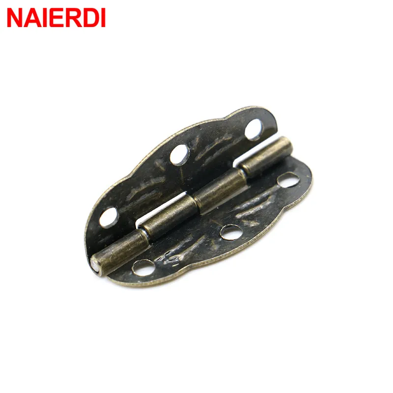 10PCS Antique Bronze Hinges Cabinet Mini Hinge 5PCS Small Antique Metal Hasps Lock For Jewelry Storage Wood Box NAIERDI