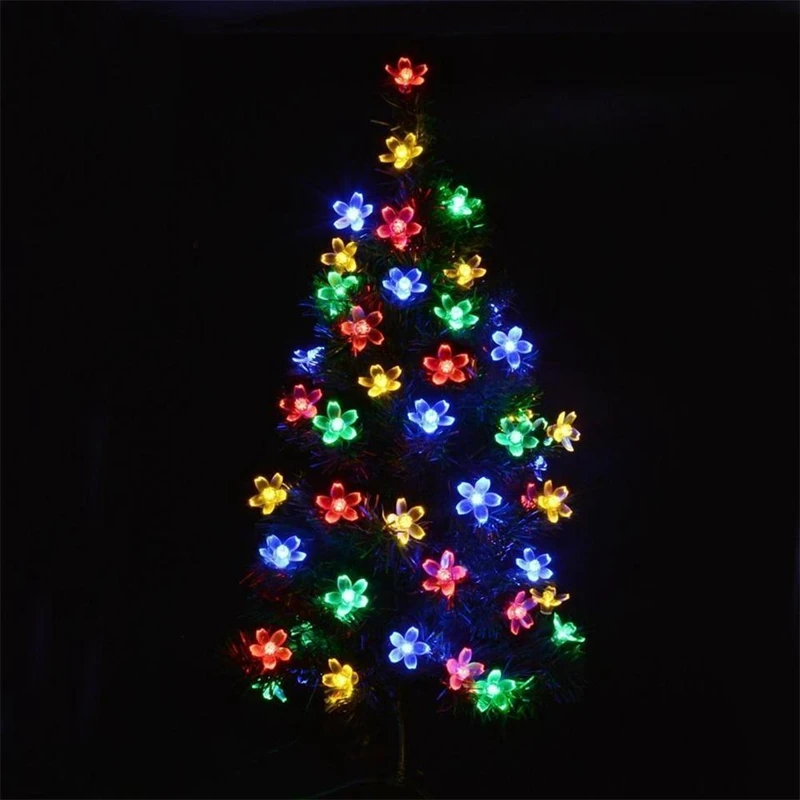 Цветы 2 м 5 м 10 м 20 м светодиодный Сказочный светильник s сад Рождественская гирлянда праздничный светильник для украшения батареи USB 220 В на солнечной батарее