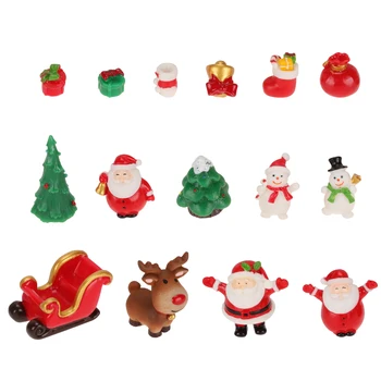 

15Pcs Xmas Resin Decors Cute Micro Festive Landscape Ornament Desktop Adornment Miniatures Ornament for Party Christmas Snow