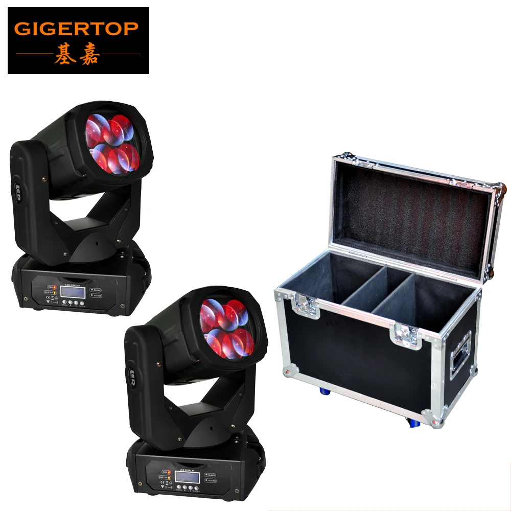 US $580.00 Shockproof 2in1 Flightcase Pack 4x25W Led Beam Moving Head Light 130W DMX 915 Channels Super Beam Scanner Rotate Glass Lens