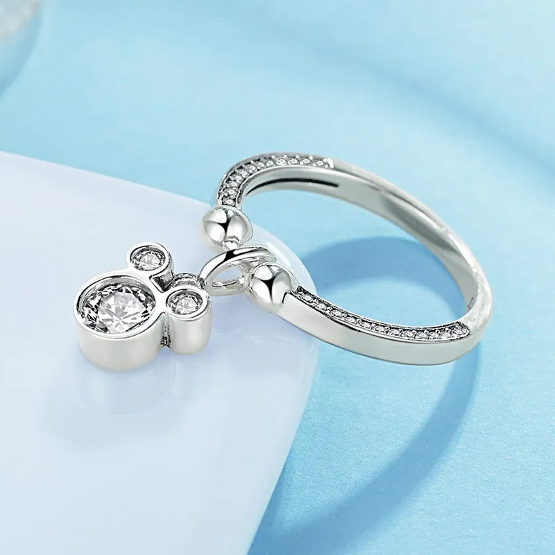 Kaletine кольцо с милым Микки из серебра 925 пробы для женщин Подвеска мышь Шарм CZ модные украшения