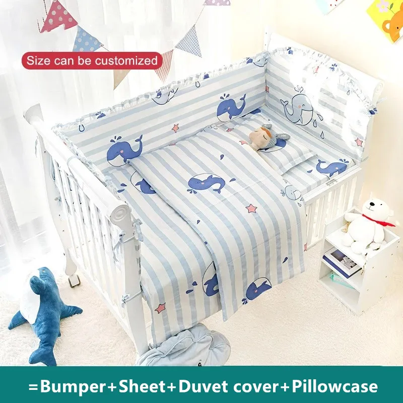 6 pcs bedding set /Bumper/sheet/duvet/ to fit baby swinging crib 