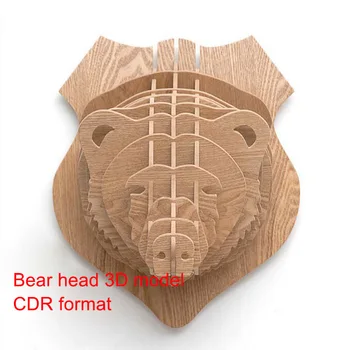 

Bear head new 3D model CNC laser cutting file cdr format file vector design drawing