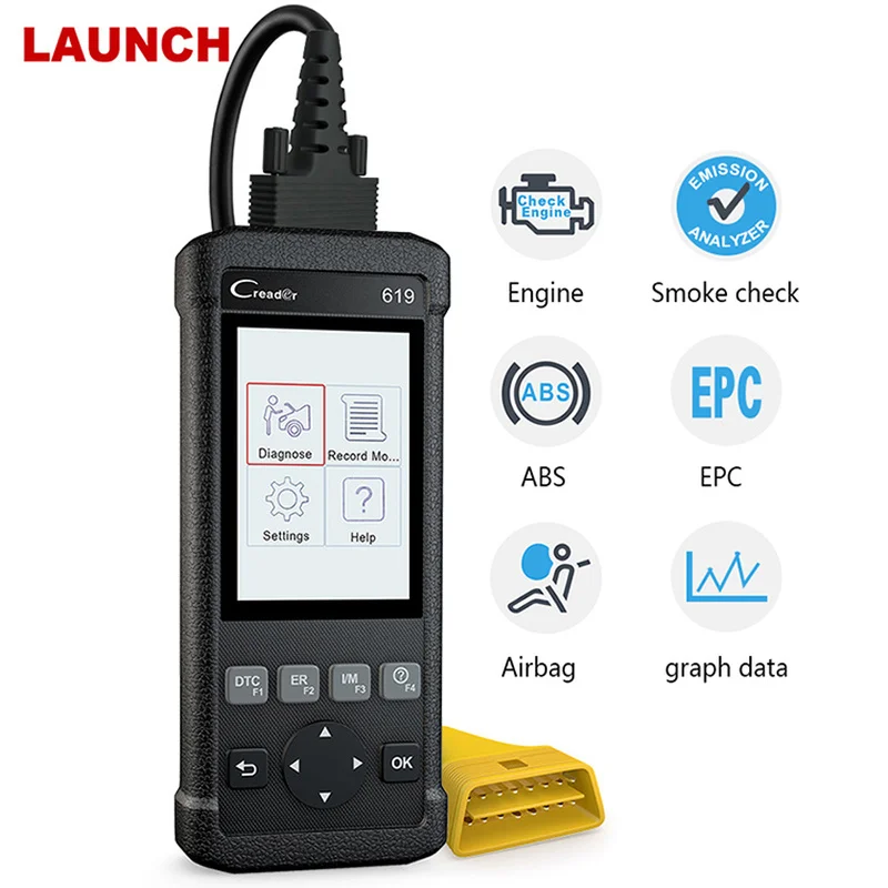 

Launch X431 Creader CR619 ABS SRS Airbag O2 Sensor Monitoring Scanner ODB2 Car Diangostic Tool