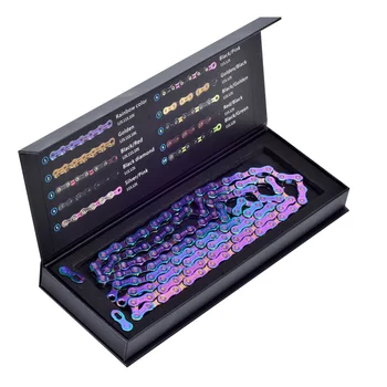 

SUMC None Hollow 116-Links Road / MTB Chain Super Lightweight Rainbow Coating Chain Version 9-10-11-12Speed