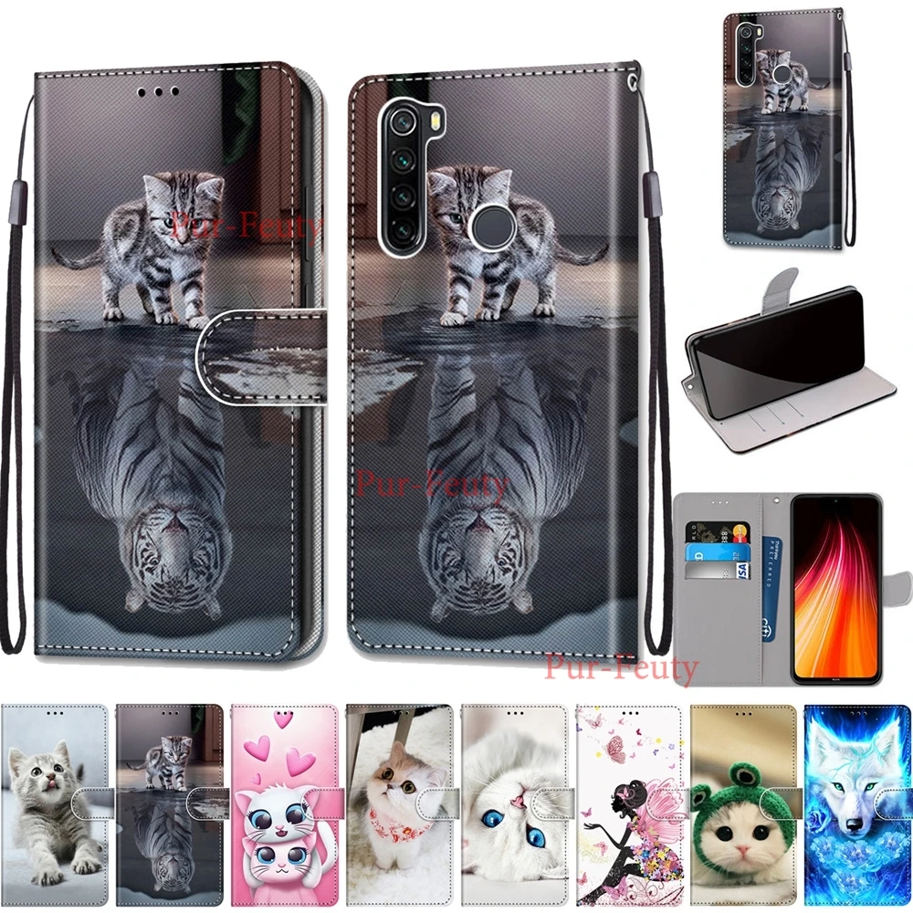 Кожаный чехол для Xiaomi Redmi Note 8 7 6 5 Pro роскошный милый 3D кошелек откидной магнитный