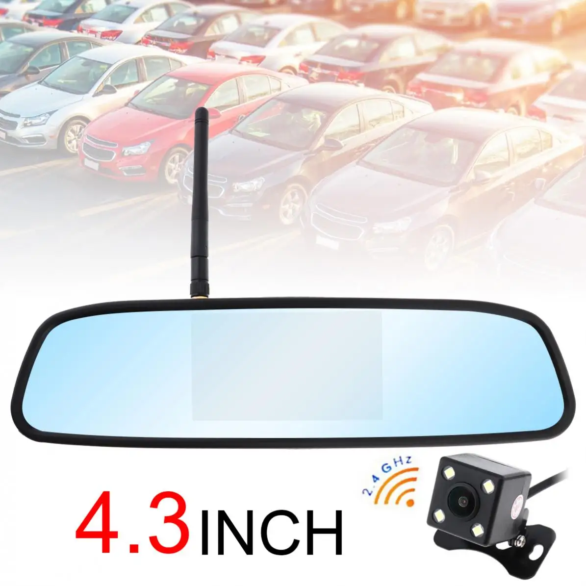 

4.3 Inch Wireless Backup Camera Rear View Camera System HD TFT LCD Vehicle Rear View Mirror Monitor + Waterproof Night Vision