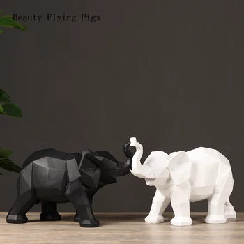 

30cm Modern simple elephant ornament decoration nordic creative model house home geometric origami elephant animal sculpture