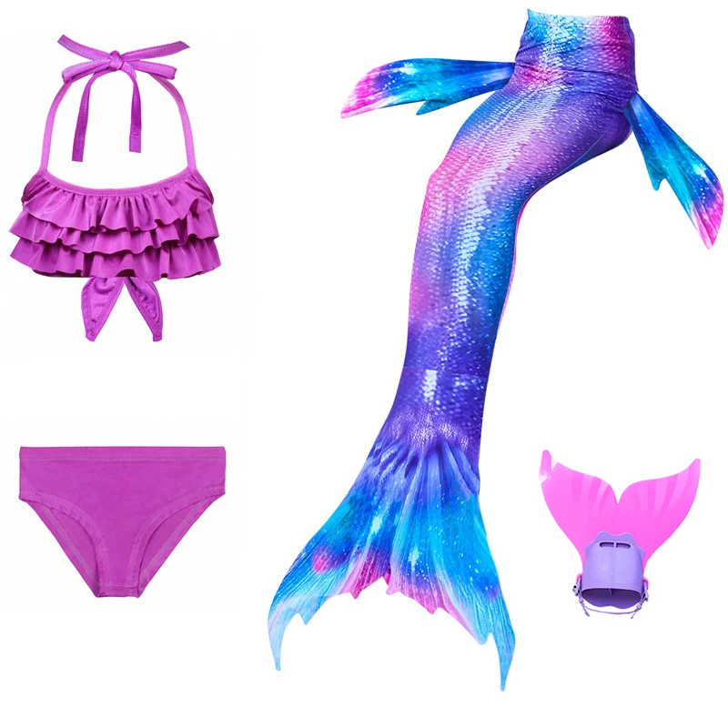 Популярный детский купальник-бикини с хвостом русалки; летний купальный костюм; костюм «Mermail»; купальный костюм; платье принцессы для девочек - Цвет: DH54 WJF47 B01