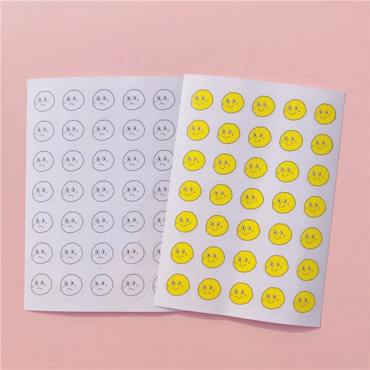 

Kawaii Sad Smile Round Labels Small Sticker PVC Waterproof Translucent Student Notebook Sealing Decorative Stickers Stationery