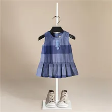 Летнее модное платье в клетку с галстуком для девочек; Детская жилетка без рукавов; платья с рюшами; милое детское праздничное платье принцессы; одежда для малышей