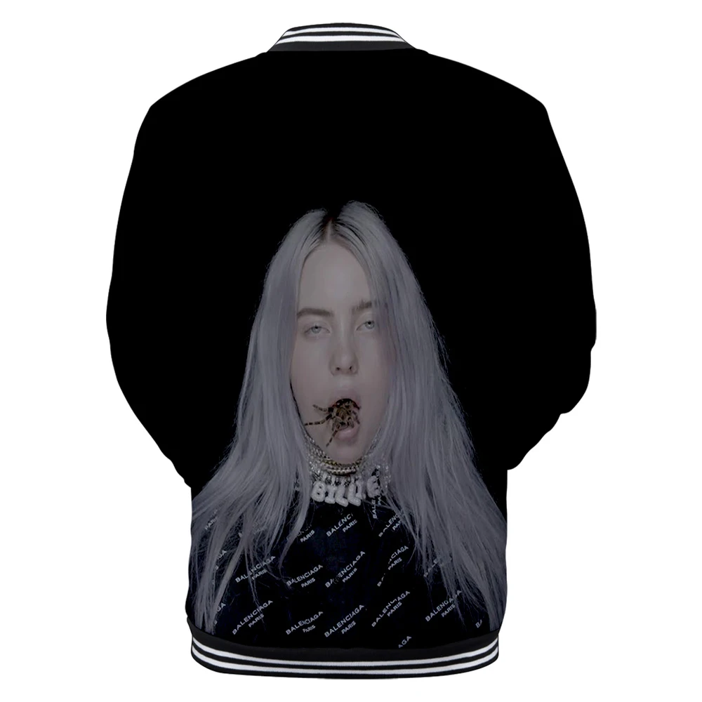 Модная бейсбольная форма для отдыха Billie Eilish3D, удобная куртка для мальчиков и девочек, Новая Черная Толстовка в стиле Харадзюку