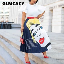 Женская разноцветная плиссированная длинная юбка с графическим принтом и высокой талией, осень, повседневные юбки