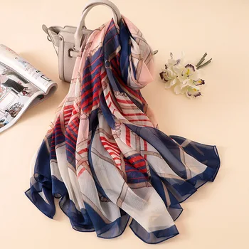 

Winter Rushed Hijab New 2020 Large Silk Scarf Geometric Printing Autumn Tourism Sun For Shawl Fashion Women Beach Towel Foulard