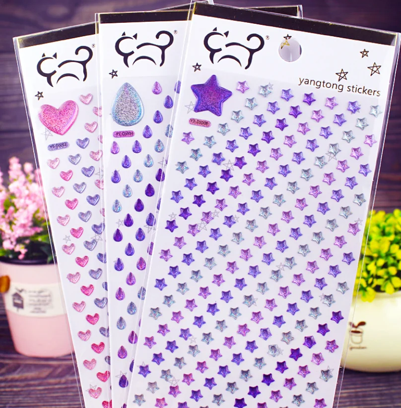 kids earrings stickers 3D Gems Stickers Glitter Crystal Sticker Earrings For Girls Princess Makeup Toys Gift