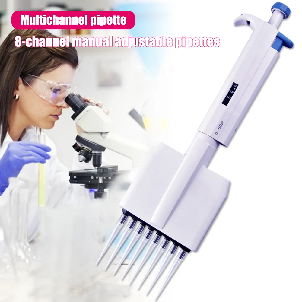 

8 Channels Pipettor Volume Pipettes Adjustable Lab Transfer Pipettes Tool PUO88