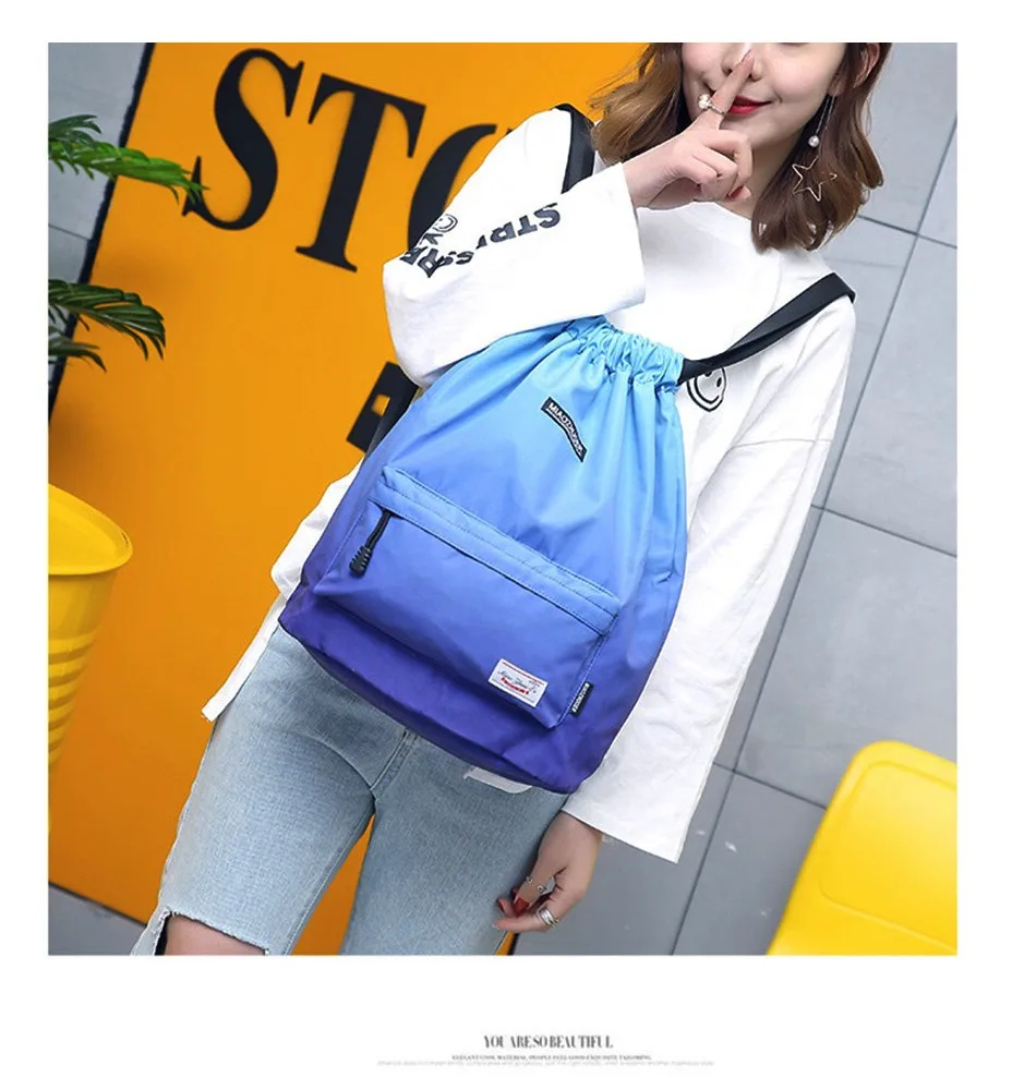 Outdoor Sports Lightweight Men And Women Drawstring Backpack Running Waterproof Backpack Travel Fitness Swimming Bag Soft Back