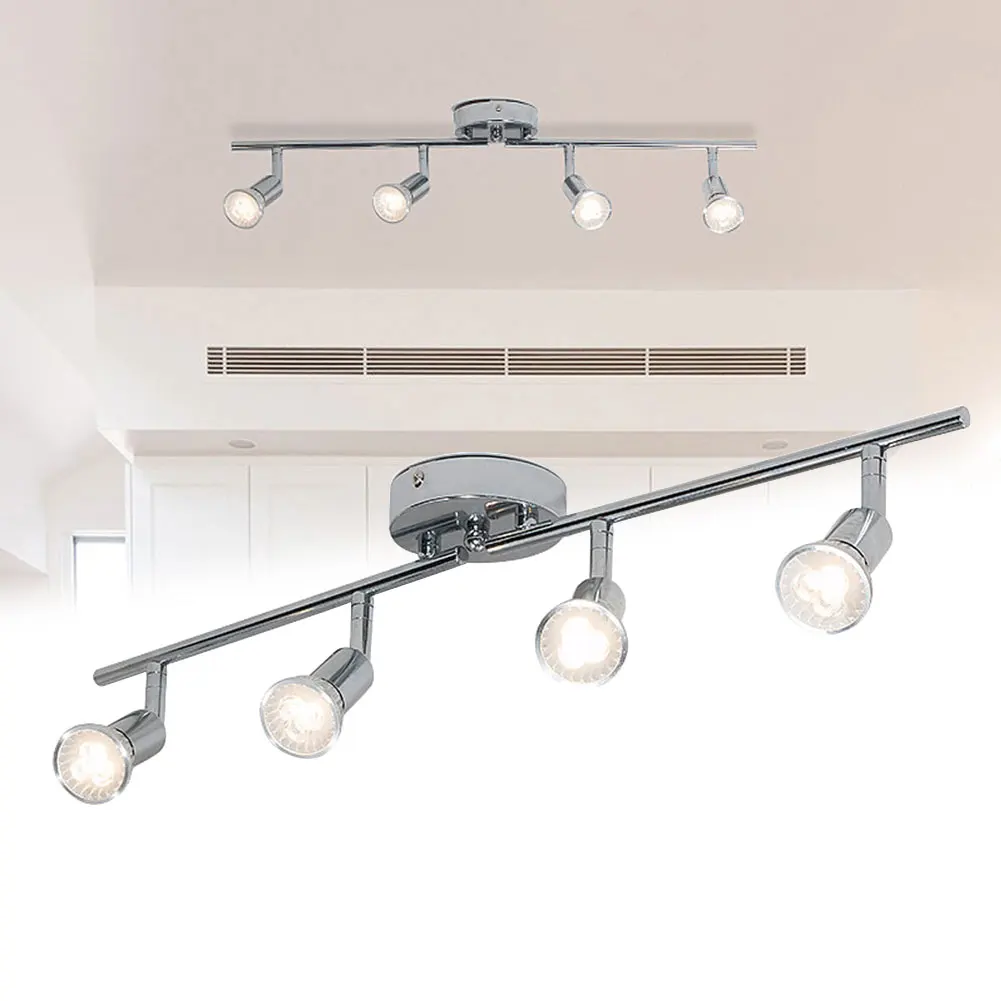 

Stainless Steel Easy Install Sturdy Led Pathway 4 Heads Bright Ceiling Light Decoration Home Living Room Adjustable Spot Lamp