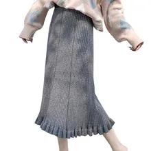 Зимняя женская юбка с завышенной талией, Сексуальная плиссированная трикотажная юбка с эластичной талией, модная повседневная облегающая юбка# XM