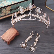 

Sun Goddess Wedding Crown Headband Set Bridal Headdress Alloy Princess Wedding Dress Accessories