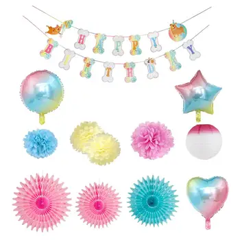 

13pcs Pet Birthday Aluminum Foil Balloon Cartoon Balloon Party Layout Ornament Bone Banner Pet Dog Cat Accessories