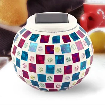 

Color Changing Solar Powered Lights Mosaic Glass Ball Led Night Light for Patio Garden Table Lamps Party for Decorations Apr16