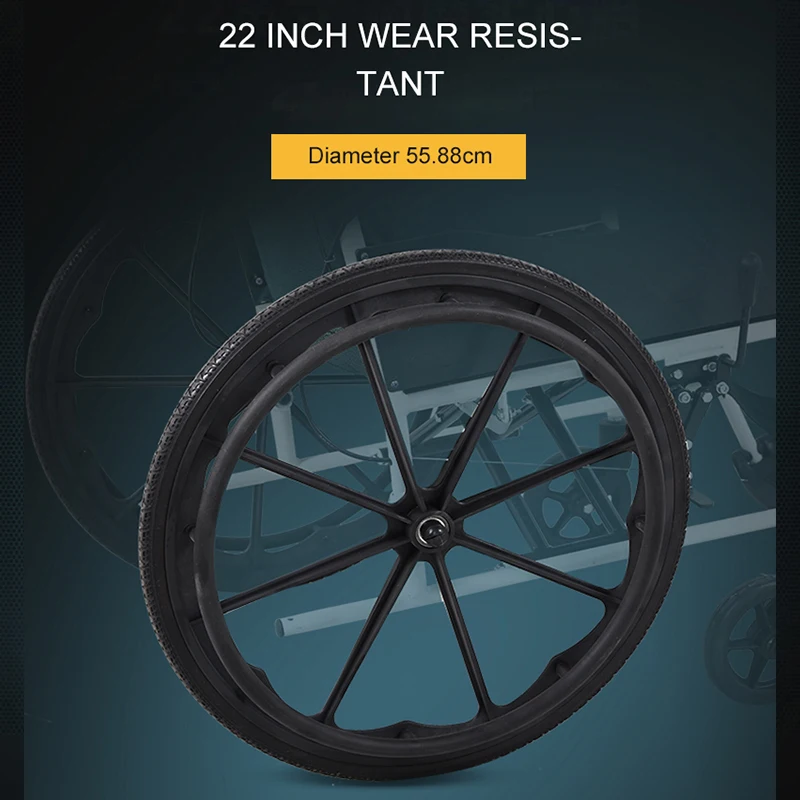 Wheelchairs For Elderly Leisure Wheelchair Black 22 Inch Solid Wheel PU Soft Armrest Manual Brake Wheelchair For Disabled