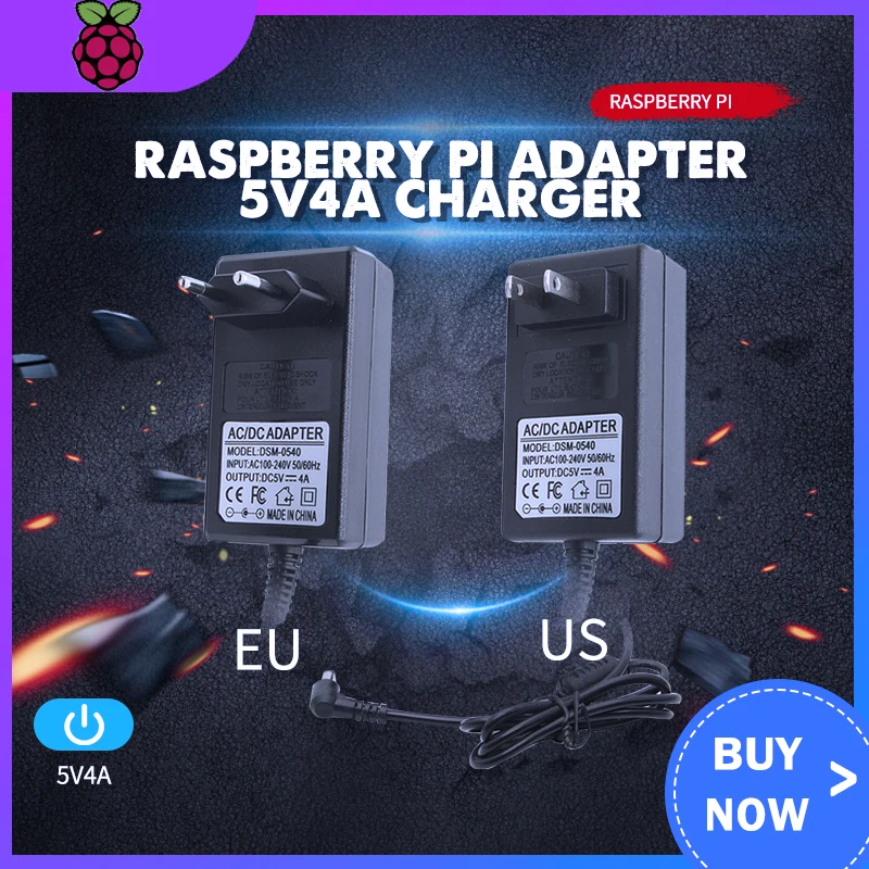 

Адаптер питания для Raspberry Pi X800 / X820/X4000/X6000, зарядное устройство 5V4A DC5.5 x 2,5