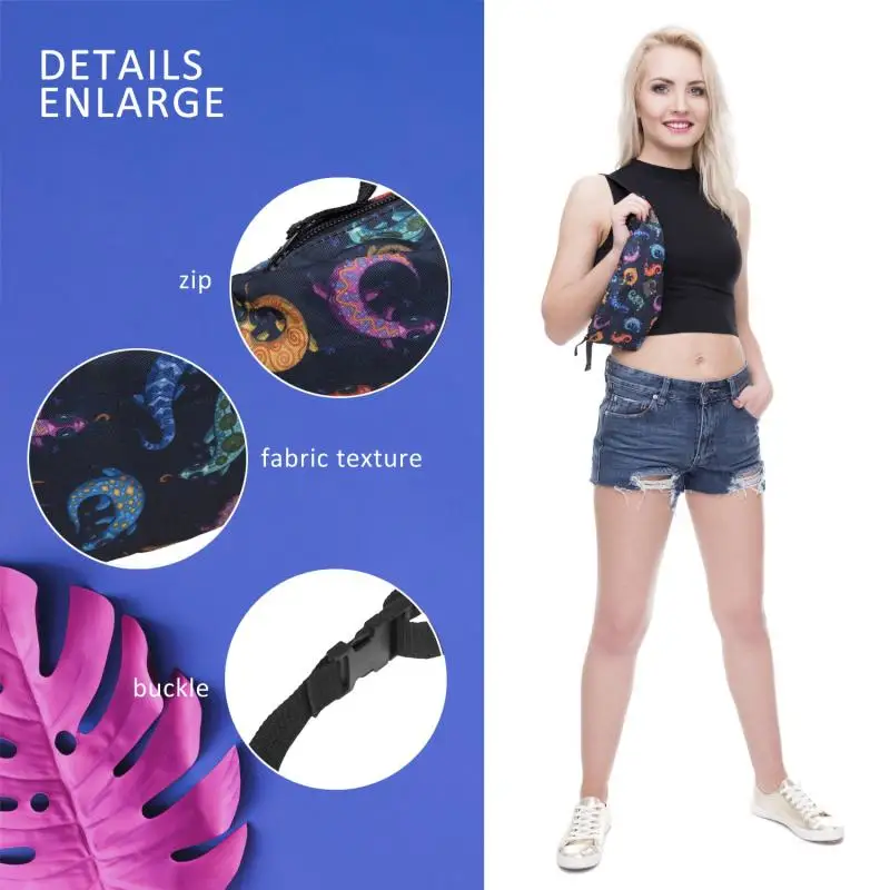 Oxford Black Amoeba Painted Design Makeup Brush Kids Waist Bags Fanny Pack 2019 Belt Bag