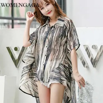 

Loose Irregular Patchwork Print Shirt Top Women Clothes 2020 Spring New Fashion Turn Down Collar Match All Thin Blouse DMY3999