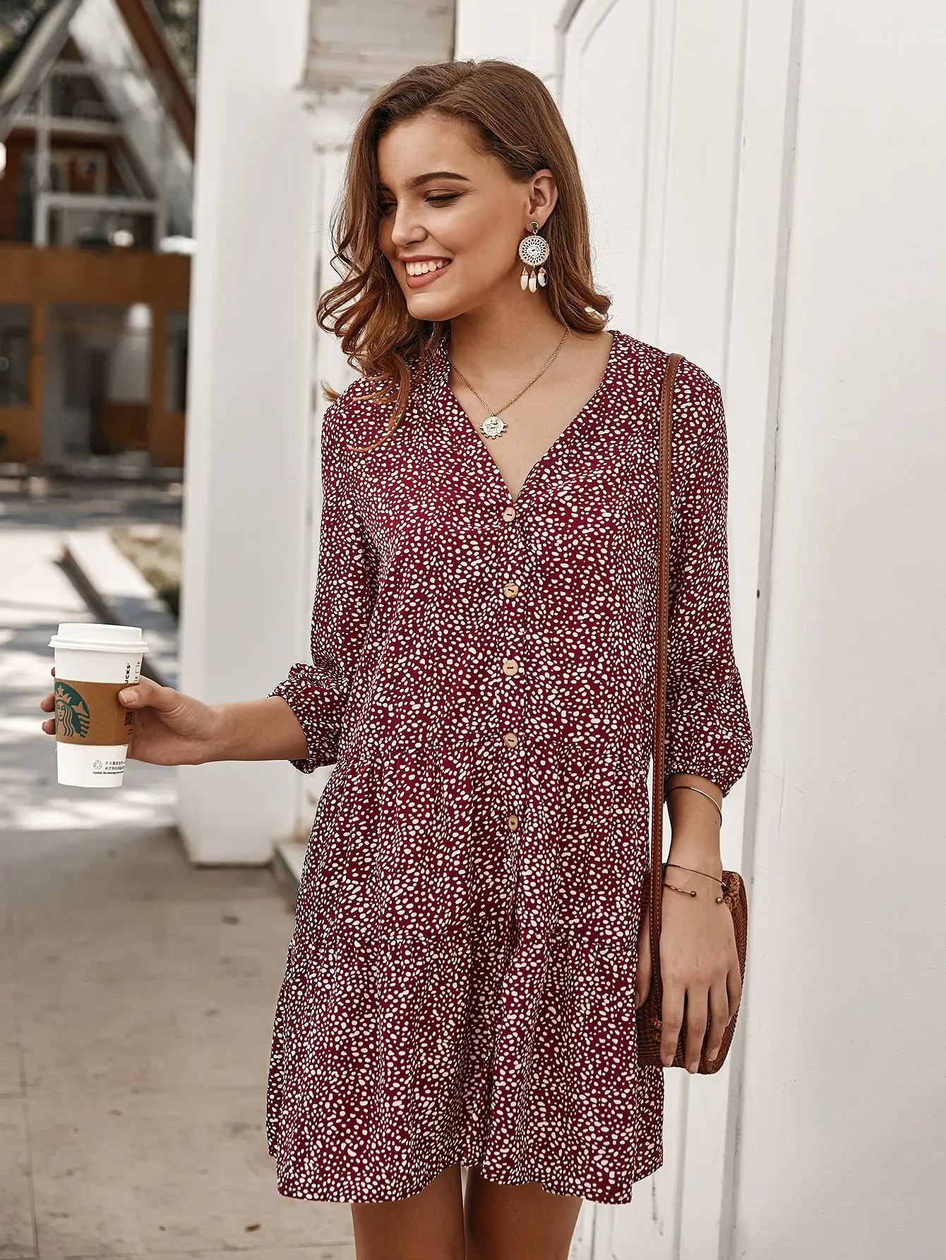 

Autonomous Photo Shoot Design WOMEN'S Dress Small Floral Dress Short 2020 Spring And Summer Separate Station Three-quarter-lengt