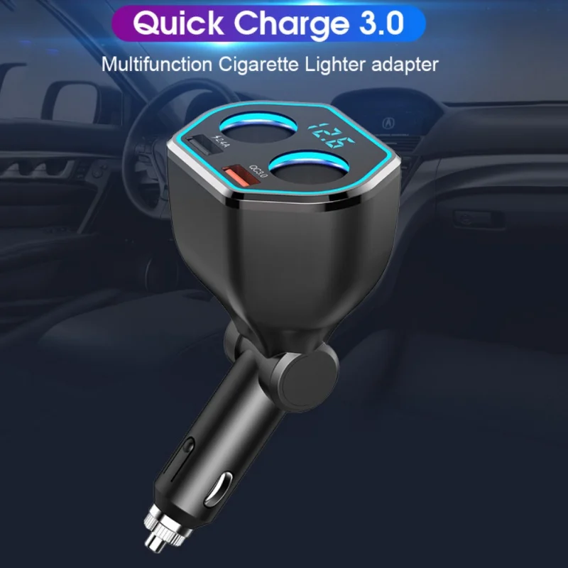 2 разъем зажигалки для сигарет разветвитель два порта usb Отдельный переключатель светодиодный дисплей напряжения совместимый мобильный телефон