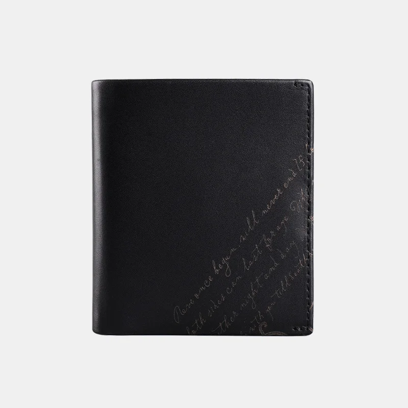 Dimy кошелек для мужчин кожаные короткие новая ультратонкая пуховая куртка короткая кожаная мужской бумажник с двумя отделениями большой вместимости, многофункциональный бумажник - Цвет: Dark-black