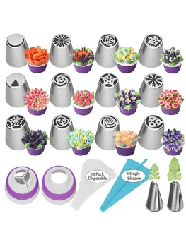 

27 Pcs Stainless Steel Nozzle DIY Cake Decorating Tip Set Mouth Icing Piping Cream Baking Cookie Biscuit Decor Tools