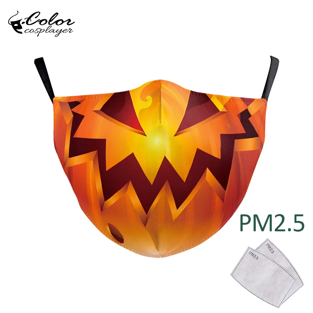 Color Cosplayer Pumpkin Head Print Face Masks Adult Kid Reusable Mouth Cloth Breathable