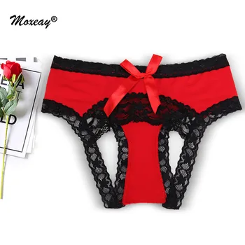 

Moxeay Open Back Plus Size Underwear Panties Women Sexy Thongs String Panty Lace Splice Soft Cotton Briefs Women's Sexy Lingerie