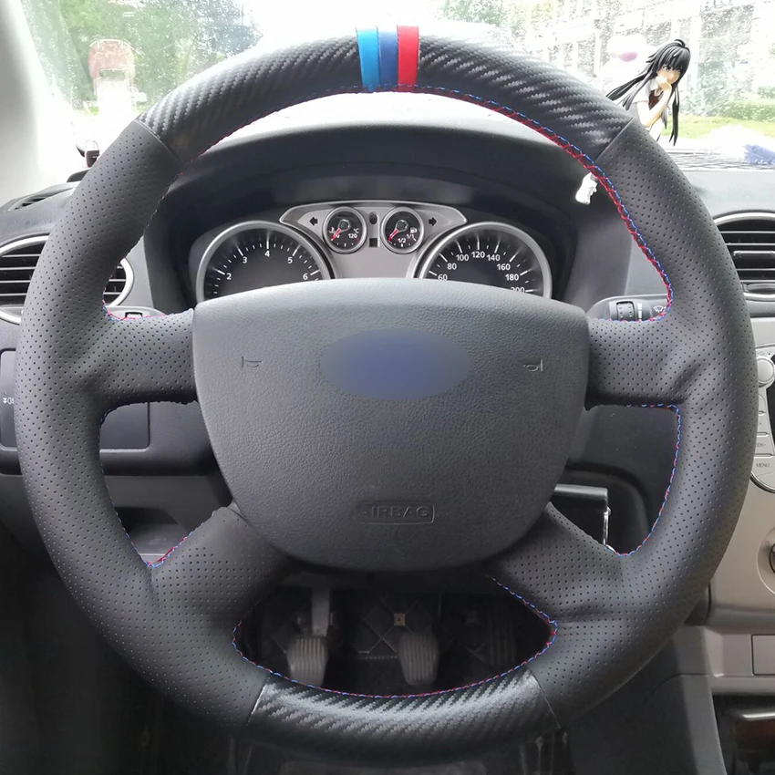 Кожа из углеродного волокна Черная замша для Ford Focus 2 2005-2011