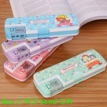 

Children's Cartoon Pencil Case Creative Double Open Stationery Pen Box With Pencil Sharpener Buy 2 PCS Send Gift