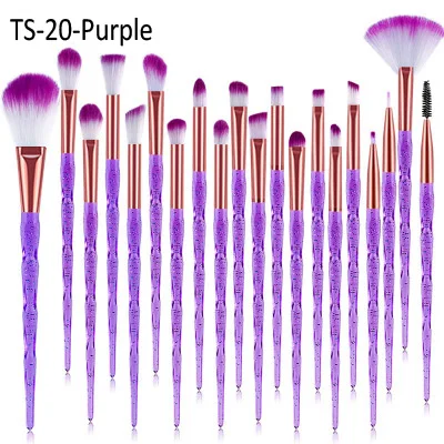 TS-20-Purple 10/20 штук кистей для макияжа высокого качества и тонального крема смешивания кисти для глаз тени для Бровей Ресниц вентилятор щетки инструменты для макияжа - Handle Color: TS-20-Purple